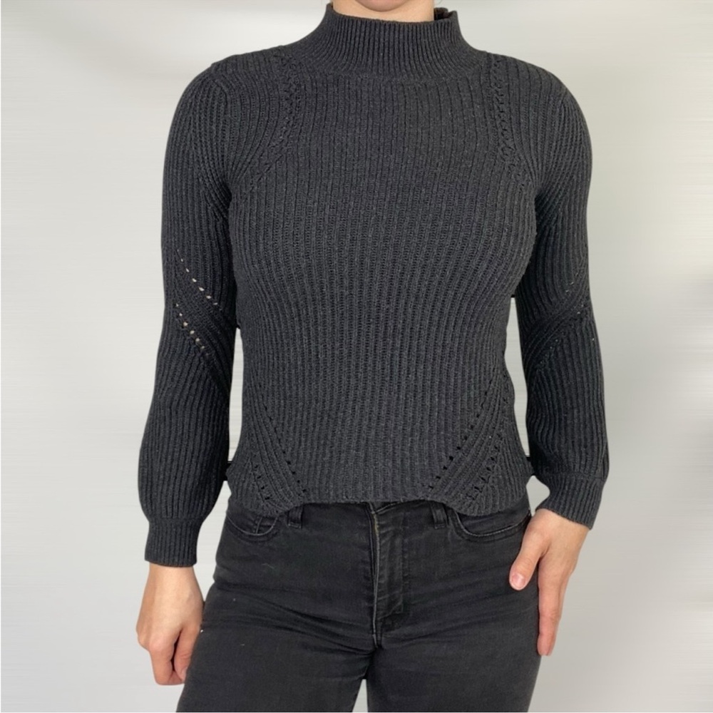 Marine Layer Erin Turtleneck Gray Cable Knit Sweater XS